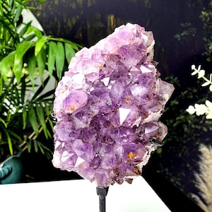 Amethyst Crystal Cluster Quartz, Unique Raw Crystal Cluster, Rutilated Amethyst Geode, Mineral Specimens, Home Decor, Anniversary Gift