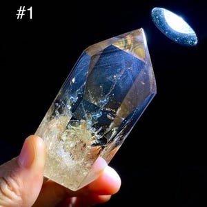 Natural Phantom Blue Needles In Citrine Quartz Tower, Rainbow Crystal Tower, Angel Feather, Crystal Collection, Home Decor