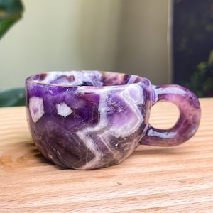 1.6" Natural Crystal Coffee Cup, Handcarved Dream Amethyst Mug, Crystal Couple Tea Cup, Coffee Mug, Healing Crystal Cup Gift, Home Decor