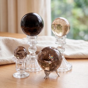 Esfera de cuarzo citrino ahumado natural, bola de cristal con destellos arcoíris, decoración gótica oscura para el hogar, regalo de inauguración de casa