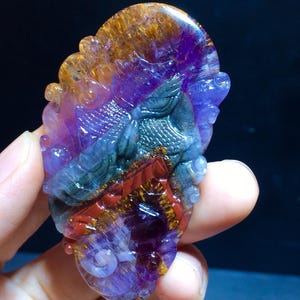 Auralite 23 Purple Titanium Fox Pendant, Feng Shui Energy Amplifier for Wealth Prosperity, Power of 23 Minerals for Chakra Balance