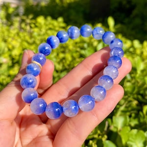 Blue Rabbit Hair Quartz Bracelet, Crystal Bracelet, Healing Gemstone, Imagery Rabbit Hair Quartz, Amphibole Quartz Bracelet, Birthday Gift