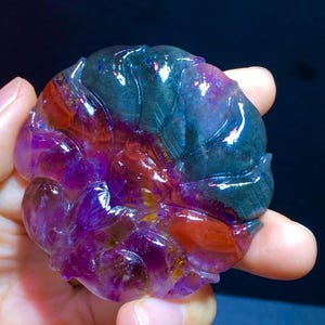Auralite 23 Purple Titanium Fox Pendant, Feng Shui Energy Amplifier for Wealth Prosperity, Power of 23 Minerals for Chakra Balance