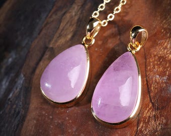 Handmade Kunzite Pendant Necklace - S925 Sterling Silver, Pink Gemstone,Gift for Mom