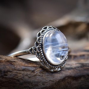 Natürliche Blaue Nadeln Quarz Ring, verstellbare Ring mit offenem Ende, S925 Sterling Silber Inlay, unter Licht, Geschenk für Mama