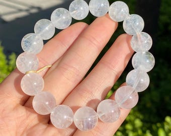 Blue Needle Quartz Bead Bracelet, Crystal Collection (11mm)
