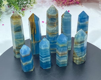 Blue Onyx Points , Blue Calcite Crystal Tower , Crystal Tower , Healing Crystal ,  Natural Blue Onyx Tower , Birthday Gift