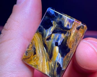 Natural Blue Pietersite Cabochon, Flashy Chatoyant Pietersite, Flat Back Loose Gemstone for Jewelry Making, Rectangle Cabochon for Pendant