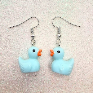 Blaue Ente Ohrringe, Neuheit Ohrringe, Badeente, Kidcore, kawaii, Ente Ohrringe, Geschenk, jugendlich, Geburtstag