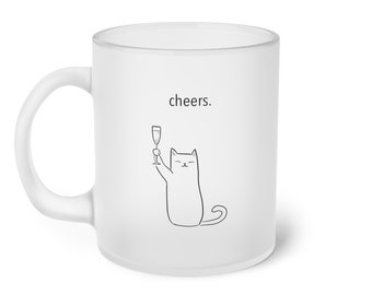 CHEERS CAT Frosted Glass Mug