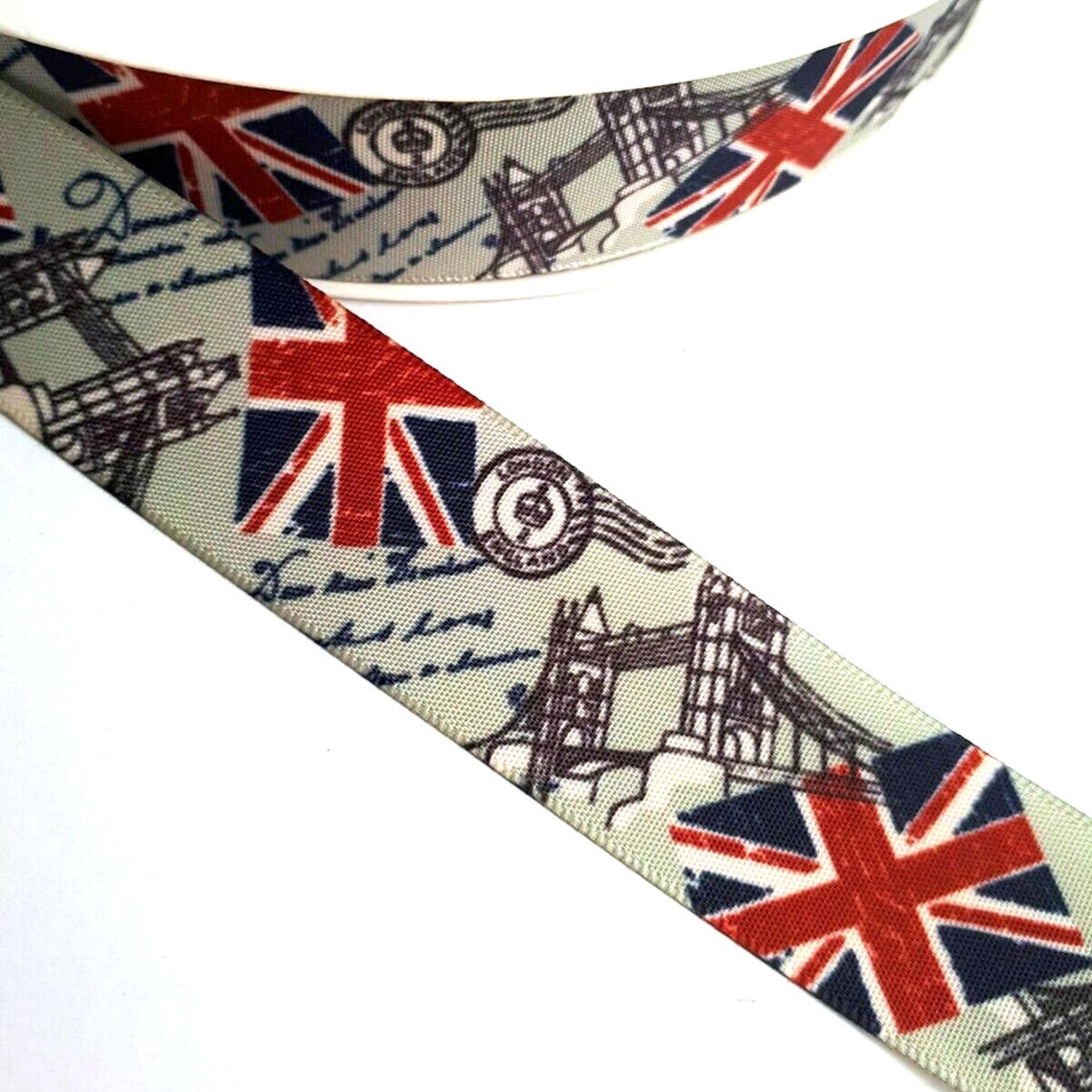 Union Jack Flag Ribbon 25mm / 1 Inch Wide Polyester Gift Packing UK