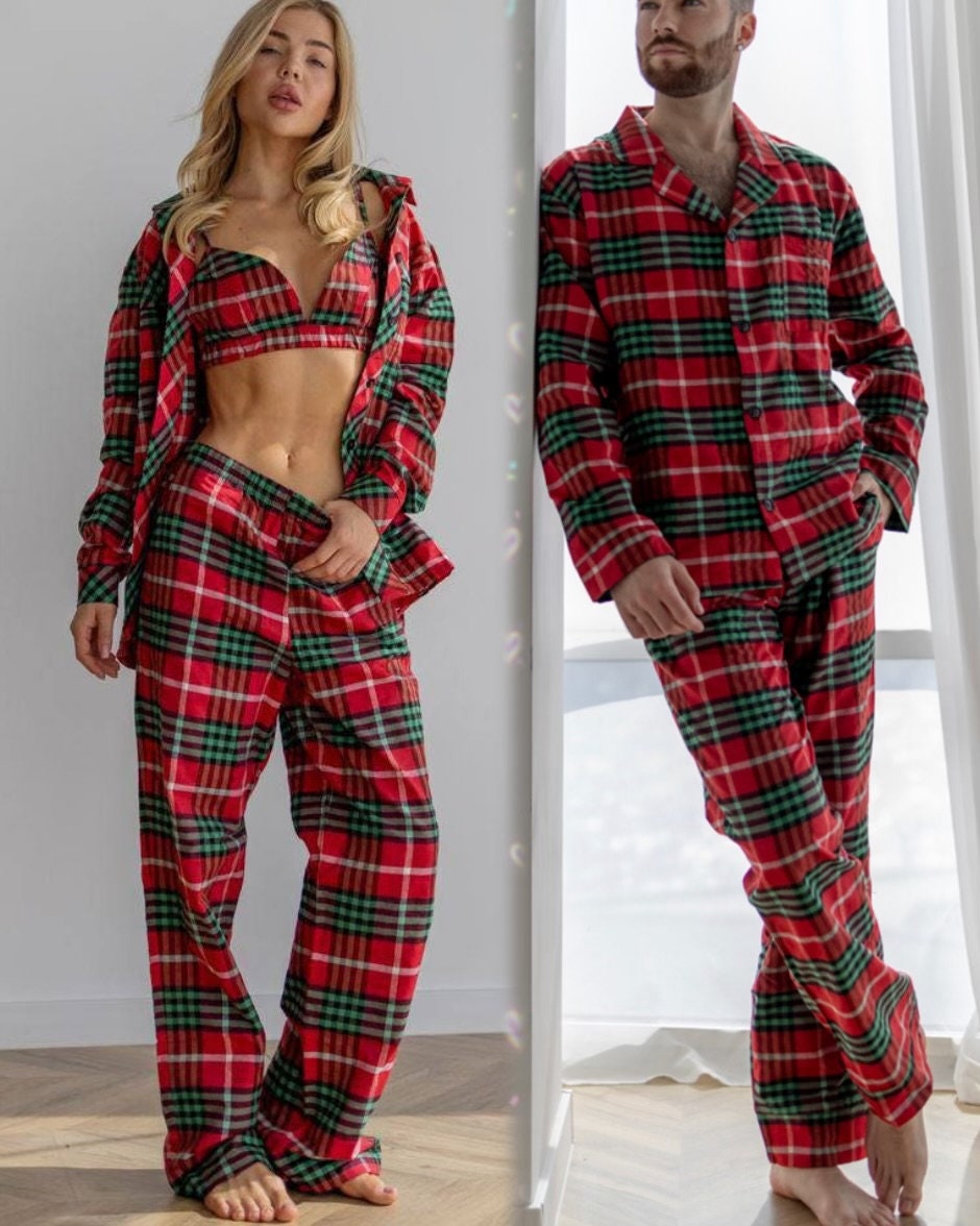 Rot kariertes pyjama - Etsy.de