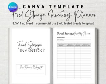 Food Storage Inventory Planner Canva Editable | KDP Interior  | 8.5x11 inches (no bleed) | Commercial Use | Ready to Upload PDF