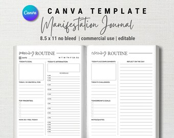 Manifestation Journal Template - Editable Canva Download