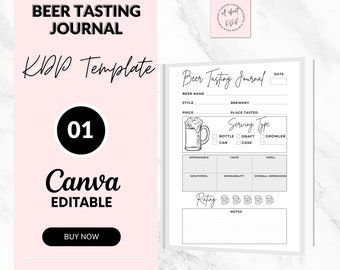 Beer Tasting Journal Template - Customizable Canva Digital Planner