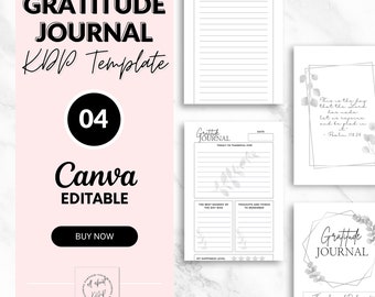 Gratitude Journal Template: Editable Canva Pages - 6x9 Digital Planner