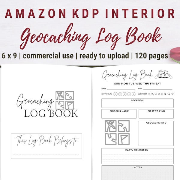 Geocaching Logbuch | KDP Interieur | 15x21cm (mit Anschnitt) | Kommerzielle Nutzung | Bereit zum Hochladen von PDF