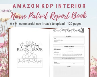 Nurse Report Book, Printable Patient Sheets (6x9 PDF, Greyscale)