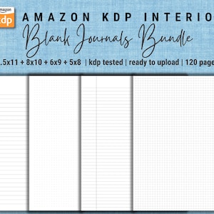 KDP Interiors Bundle | Blank lined, Dot Grid, Graph Paper, College Ruled line Journals | Low Content Book | Commercial Use | KDP tested