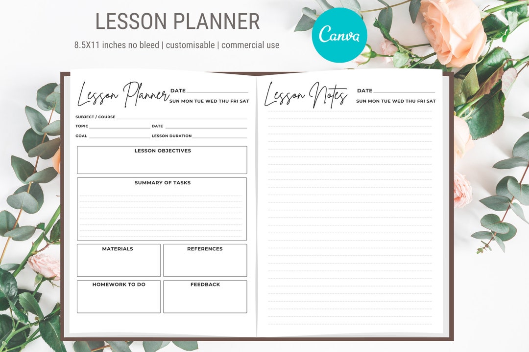 Lesson Planner Template: Editable Canva PDF - 8.5x11, 120 Pages - Etsy ...