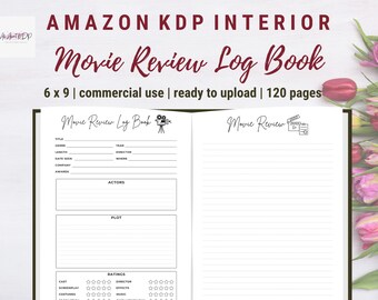 Movie Review Log Book - Printable 6x9 Film Tracker