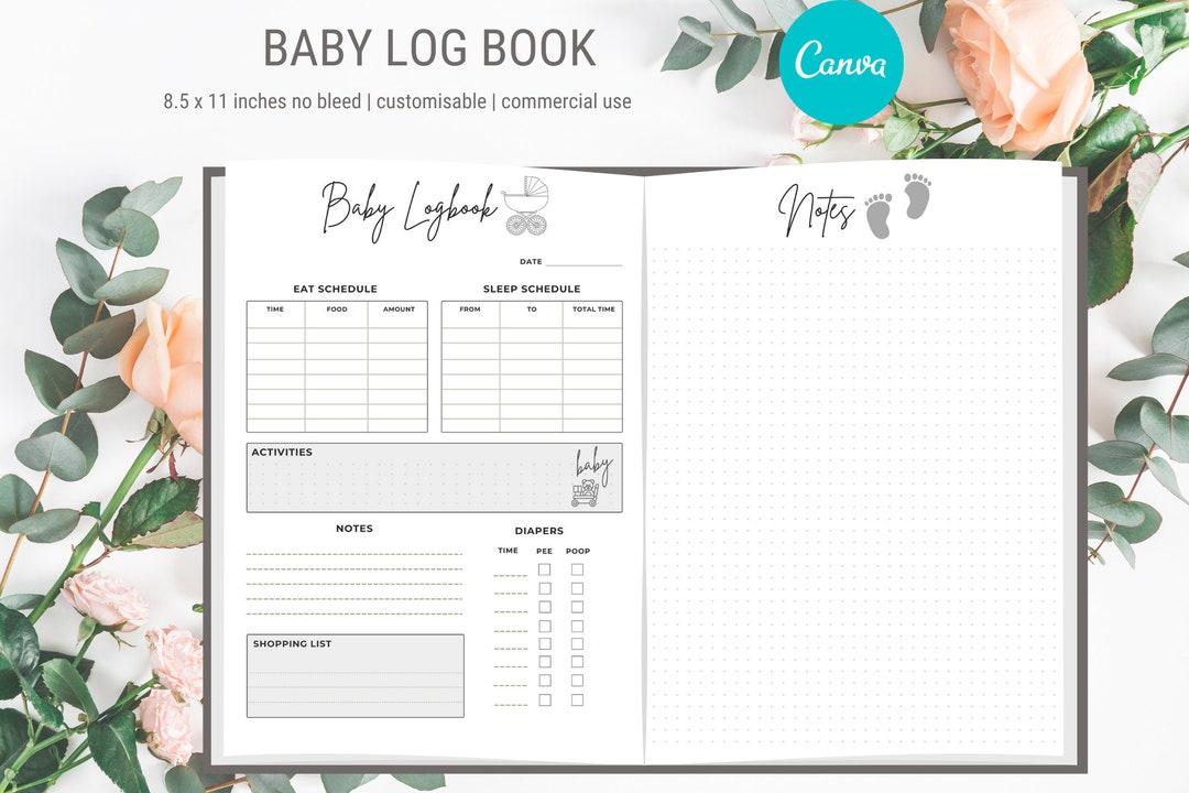 Canva Editable Baby Log Book KDP Interior 8.5x11 Inches Etsy