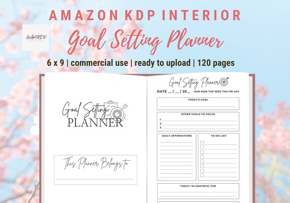 Goal Setting Planner PDF, KDP Interior, Greyscale (6x9 Inches)