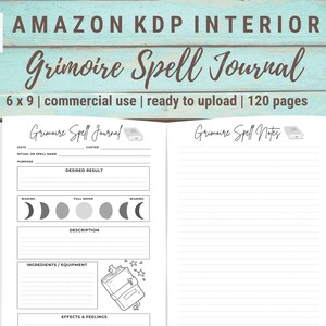 Grimoire Spell Journal, druckbare PDF-Datei (6 x 9 Zoll, 120 Seiten)