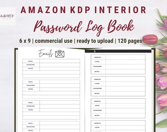 Password Log Book: 6x9 PDF with Alphabetical Tabs - Ready to Upload