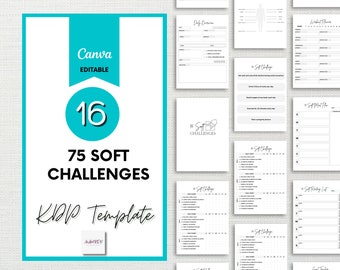 Soft Challenges Journal Template, Minimalist Design (Editable Canva, 8.5x11)