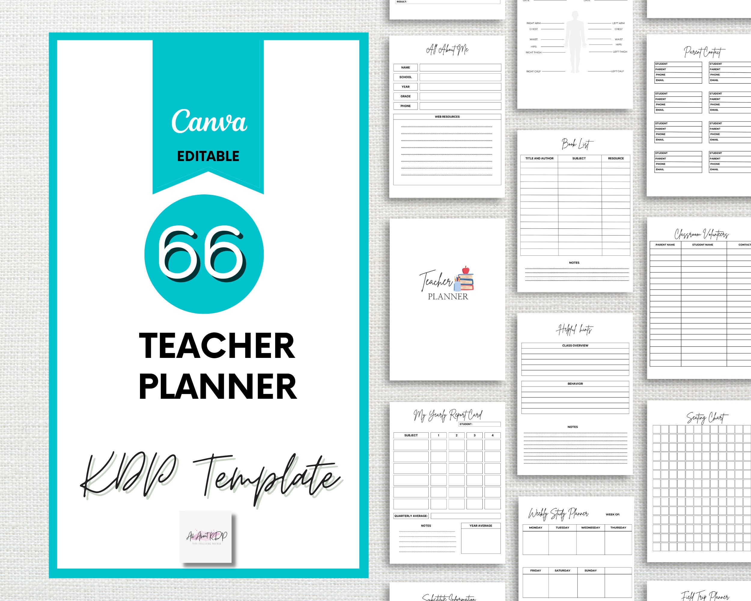 Editable Teacher Planner KDP Template Minimalist 8.5x11 Design, Fully ...