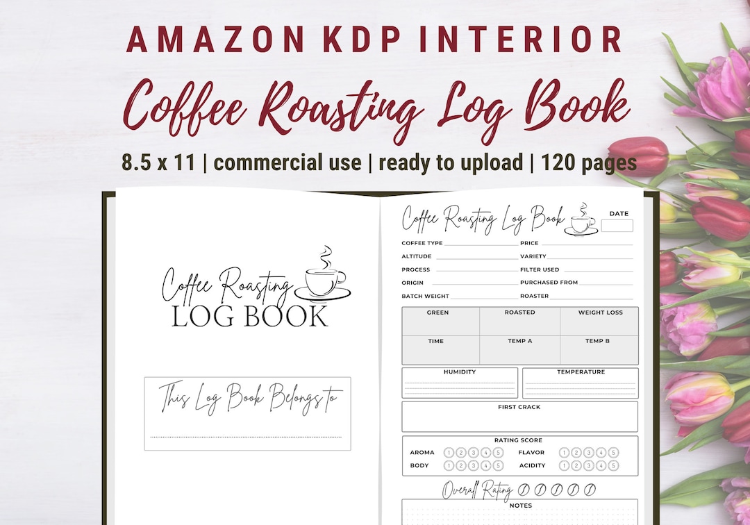 Coffee Roasting Log Book KDP Interior 8.5x11 Inches with Bleed