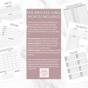 May include: A collection of printable planner pages with the text "PLR (Private Label Rights) Included." The pages include sections for class overview, student information, daily study planning, and parent contact details. The design is minimalist.