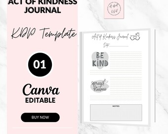 Act of Kindness Journal Template, Editable Canva (6x9 for KDP)