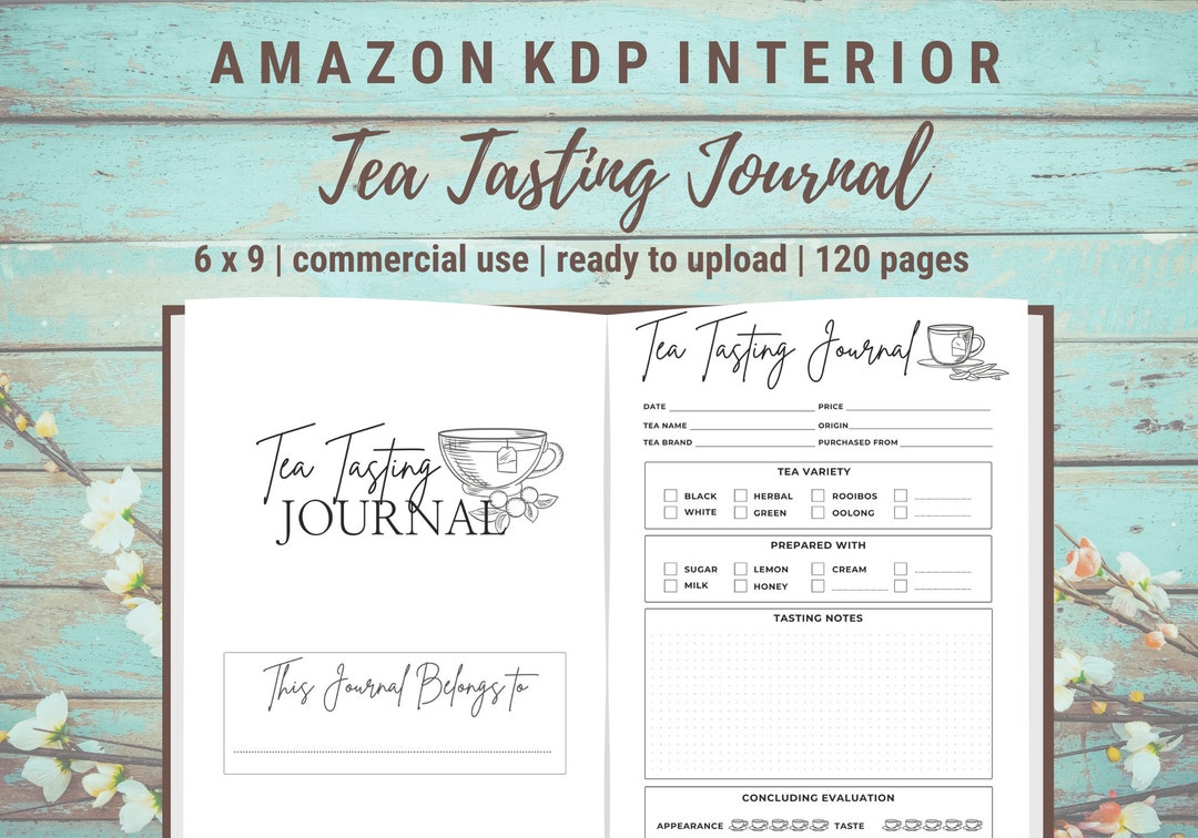 Tea Tasting Journal KDP Interior 6x9 Inches with Bleed Etsy