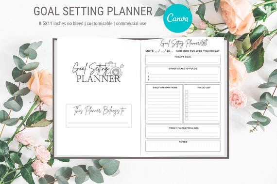 Goal Setting Planner: Editable Canva Template (8.5x11, 120 Pages)