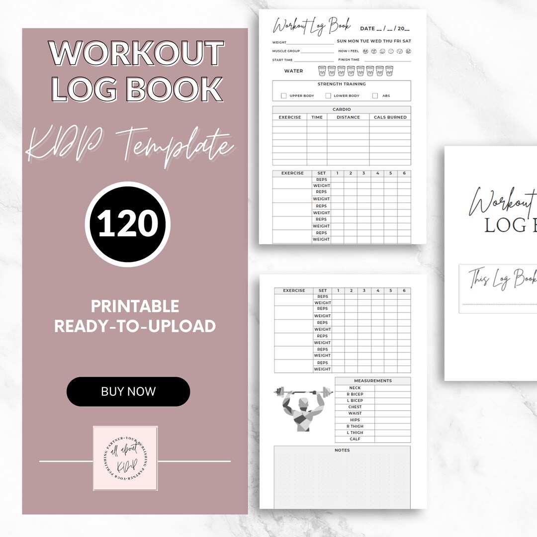 Workout Log Book: Exercise and Progress Journal (printable PDF) - Etsy