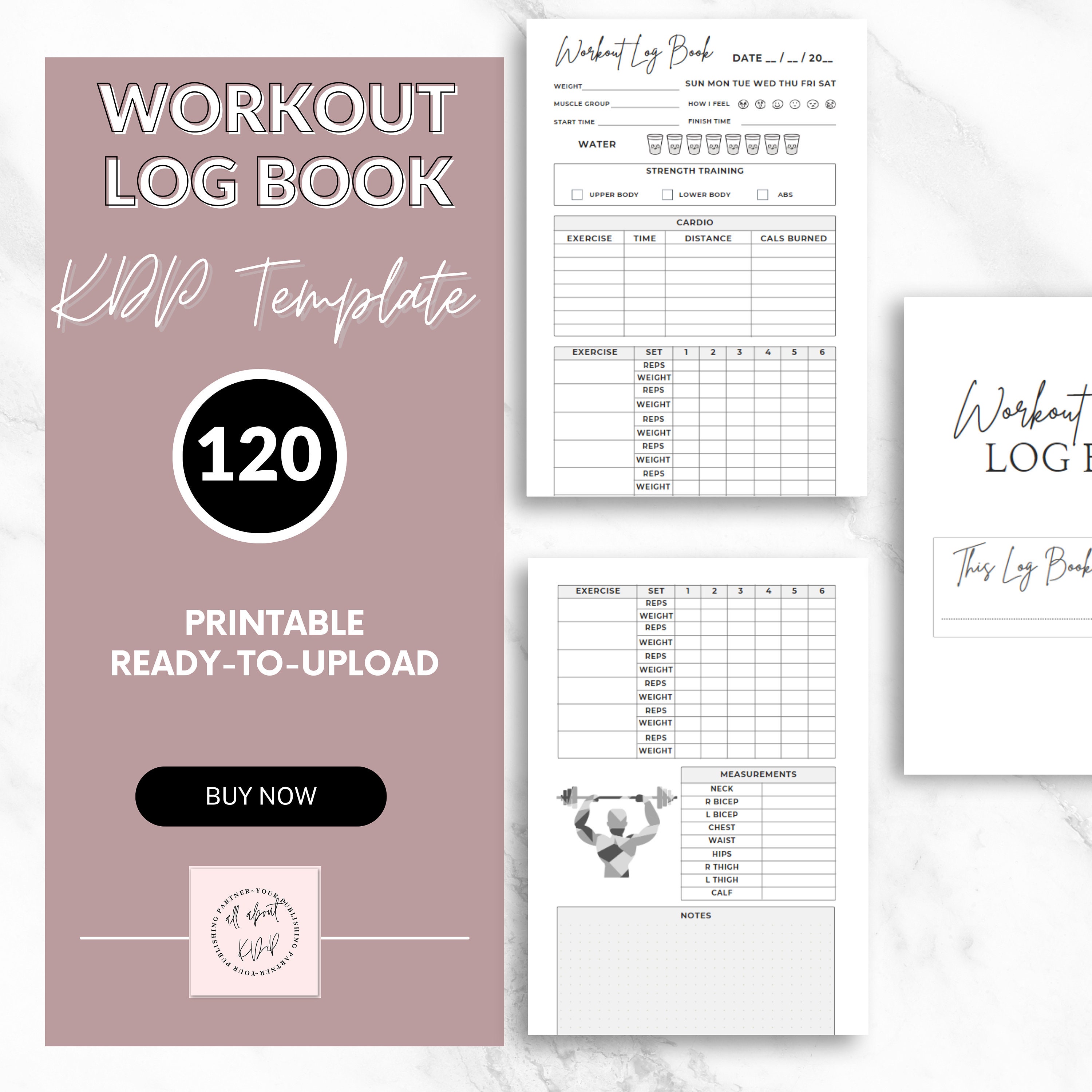 Workout Log Book Fitness  KDP Interior Graphic by Beast Designer