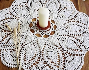 Handmade Cotton Lace Mandala Table Centerpiece 70 cm, Nordic Style Doilies Set