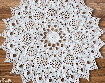 Handmade Crochet Doily: Lace Table Decor, Cotton Mandala, Custom Size & Color