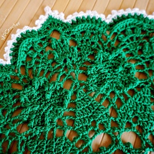 Emerald green Doily custom size, Outdoor decor gift, Green clovers cotton doily, Garden porch table decor. St Patricks shamrocks decor doily image 2