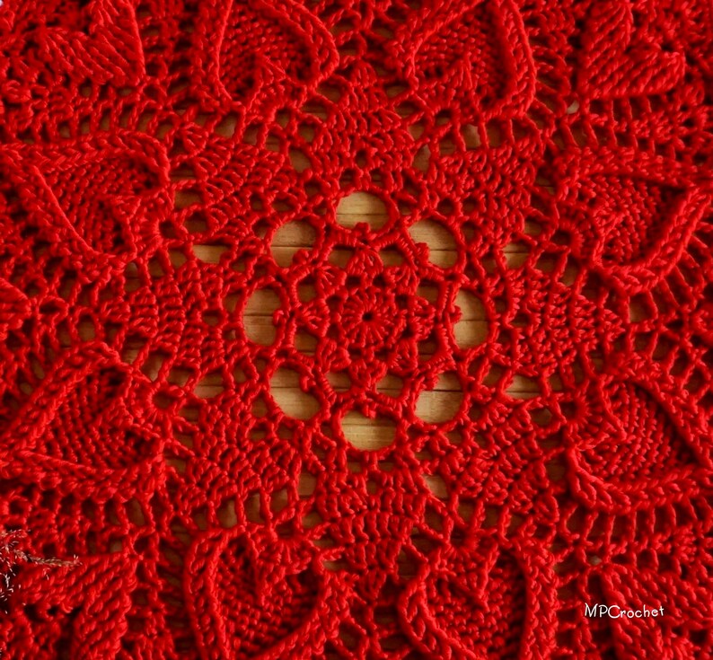 Red Heart or White Crochet Doily: Egyptian Cotton Table Centerpiece image 13