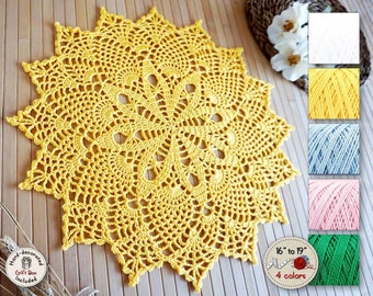 Custom color and size doily for side table decor, Spring summer garden and porch table doily, Funny Easter doily