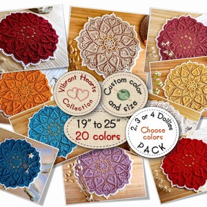 Custom size and color heart doilies packs hand crocheted with awesome Egyptian cotton colors, White edge and hearts reliefs doily