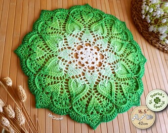 Special St Patrick's Day doily, Green and white gradient mat for St. Patrick's Day, Side table festive spring doily