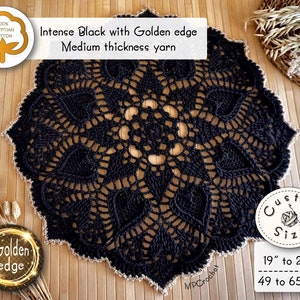 Golden edge elegant black doily custom size, Special black Halloween doily, Black home decor, Gothic table decoration image 3