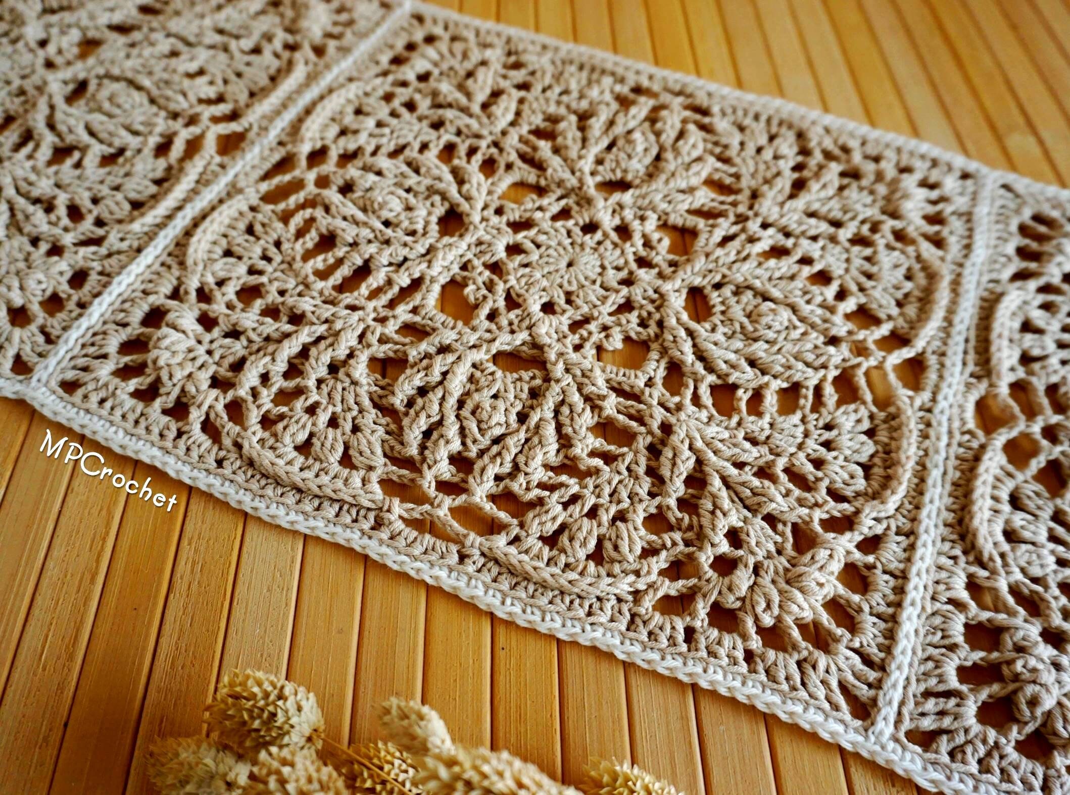 14x72" Beige Cotton Crochet Lace Table Runner FREE S&H