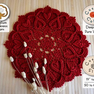 Red Heart or White Crochet Doily: Egyptian Cotton Table Centerpiece image 3