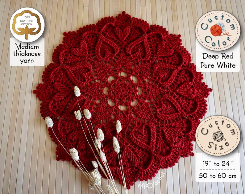 Red Heart or White Crochet Doily: Egyptian Cotton Artistic Heart ...