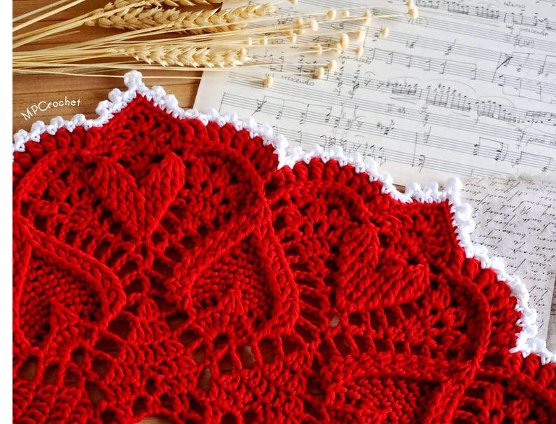 Red Heart or White Crochet Doily: Egyptian Cotton Table Centerpiece image 9